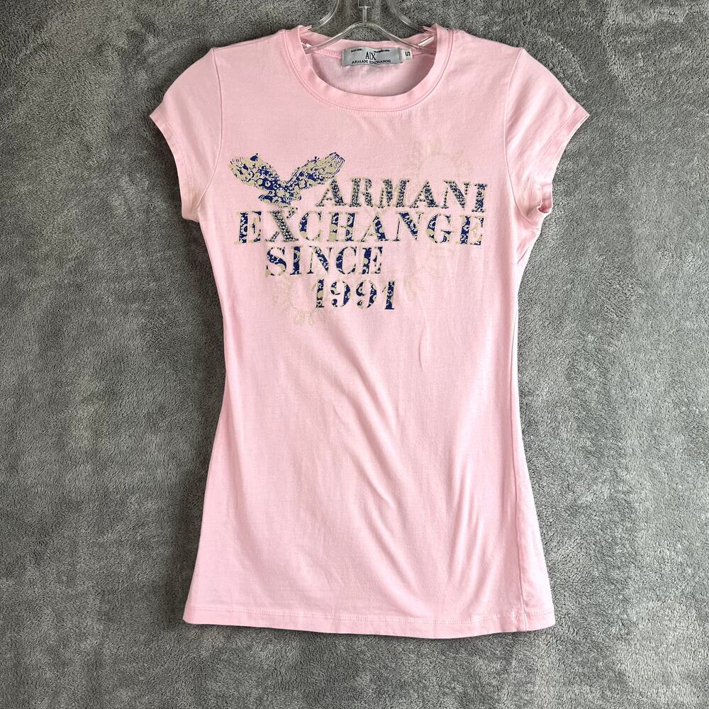 Y2Kā Style Armani Exchange Baby Tee Womens S Pink Tight Fit Preppy